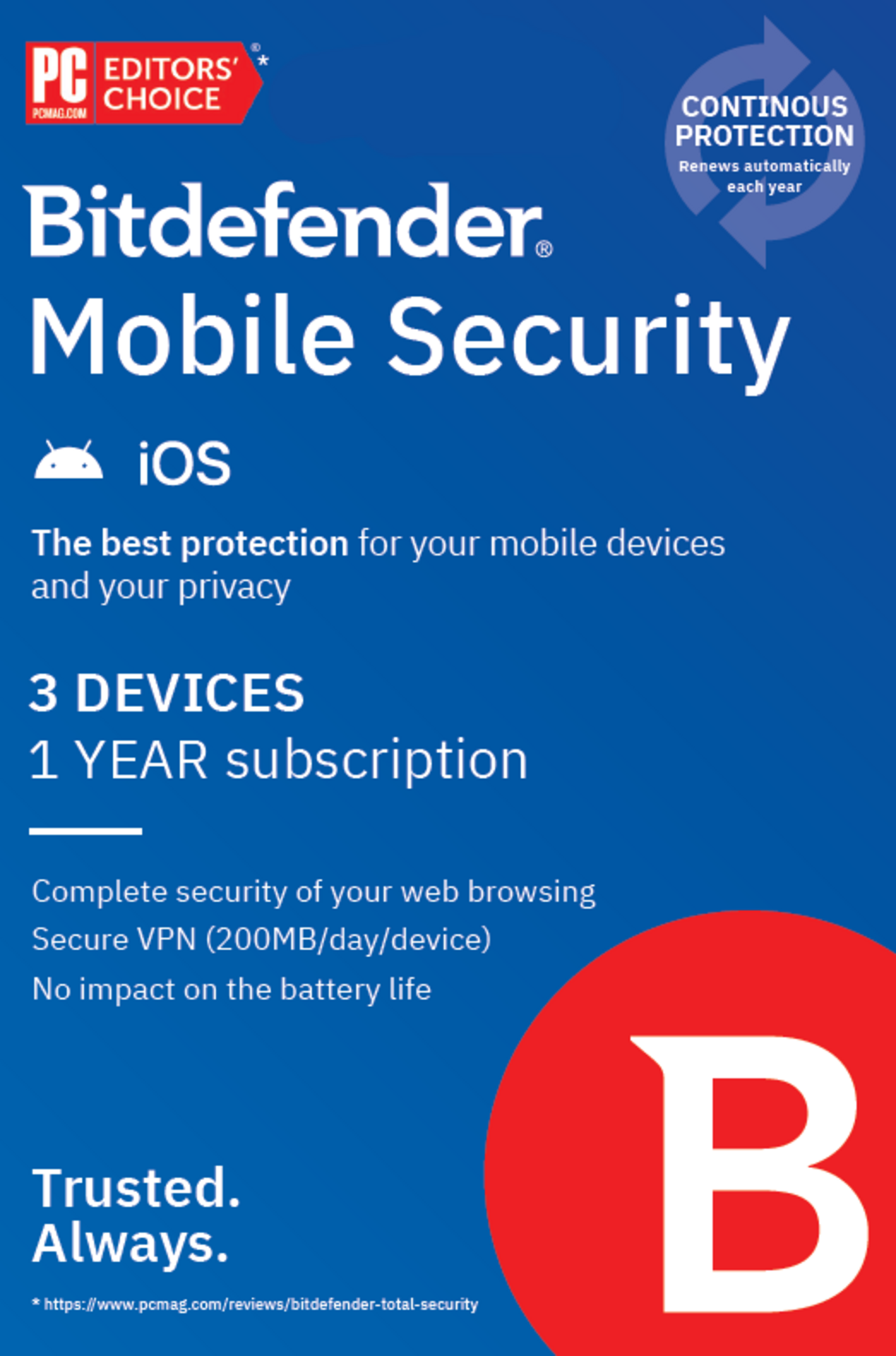 Bitdefender Mobile Security 1y 3D