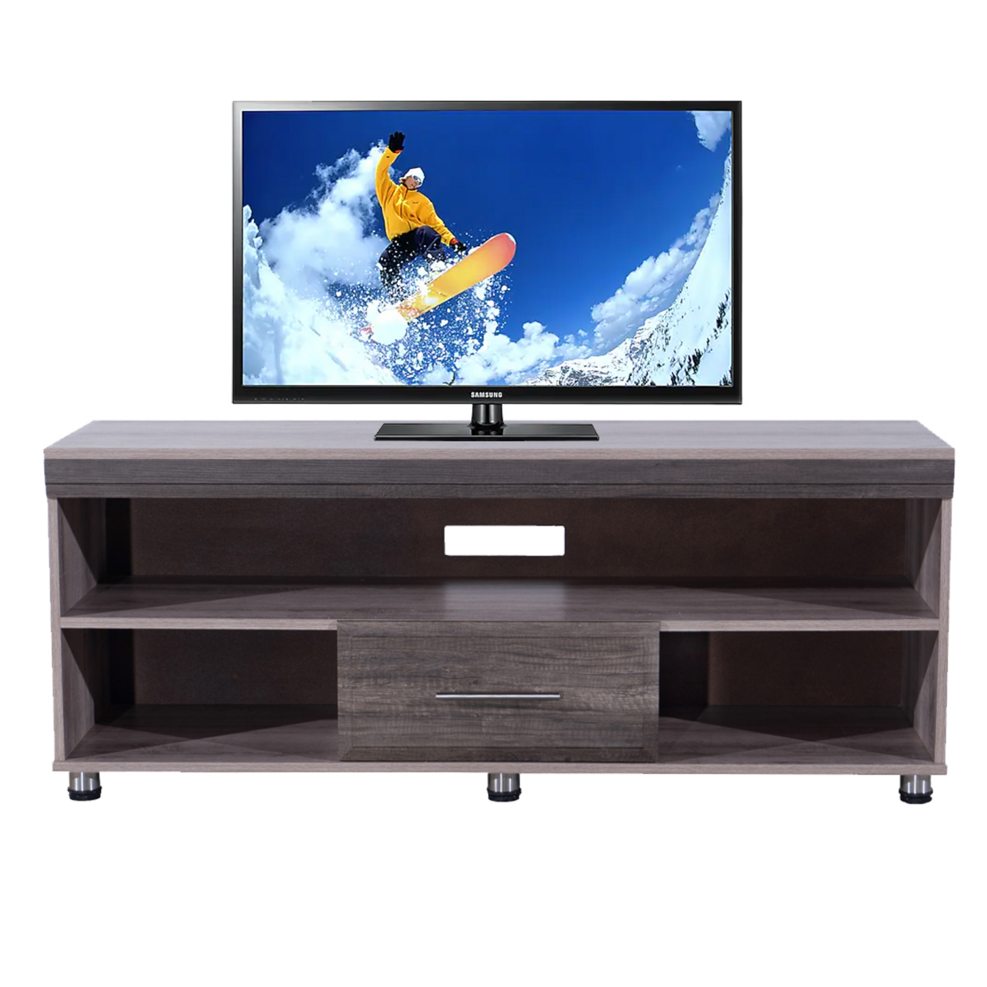 Camden 1 Drawer Plasma Unit, Charcoal & Grey