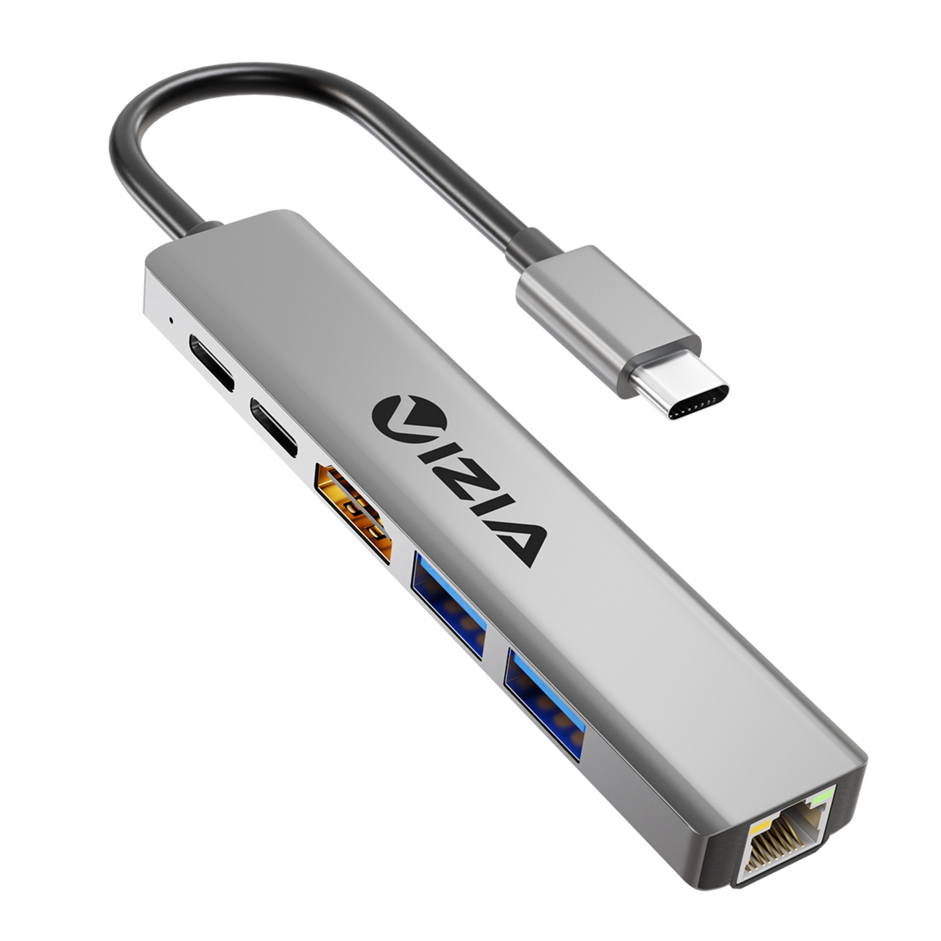 Vizia 6-in-1 TYPE C USB 4K HDMI Hub| 100mbps LAN, USB 3.0, SD/TF Slots