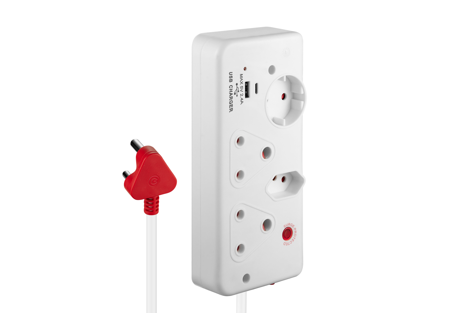 Switched Medium Surge Protection Plug 0,5m SA Schuko Euro 4 Way
