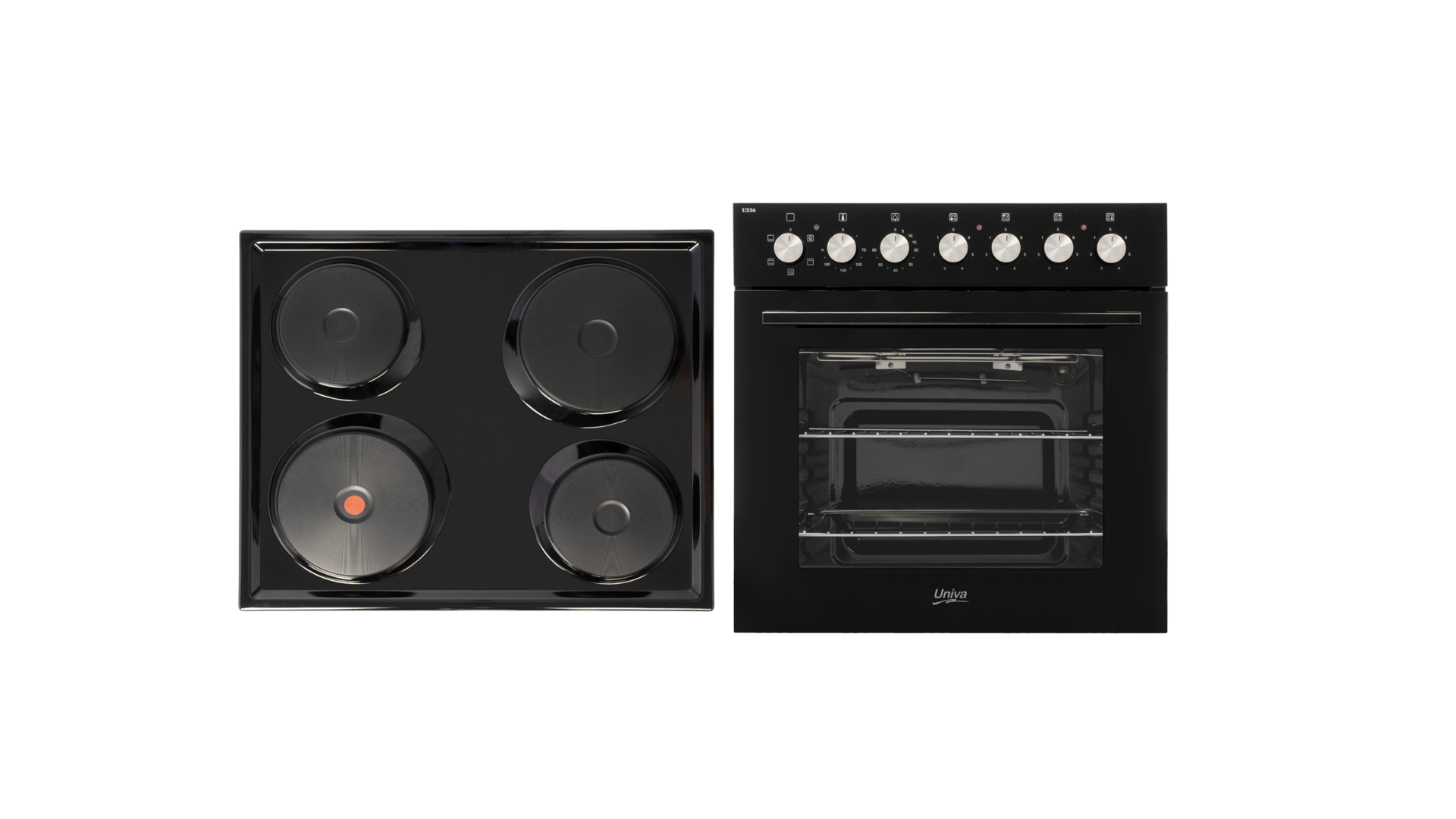 Univa Oven & Solid Hob Box Set Black U336B-1