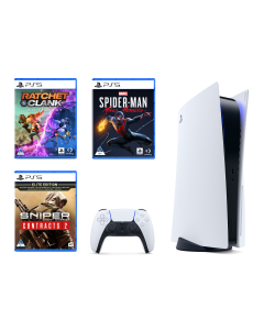 PS5 Disc Edition With Spider-Man MM, Ratchet&Clank And Sniper Ghost Warrior