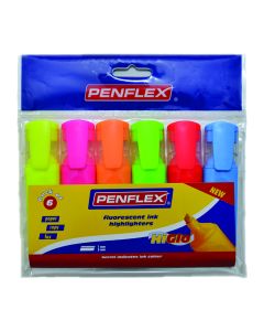 Penflex Highlighter Higlo Wallet of 6 Assorted Colours