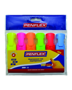 Penflex Highlighter Higlo Wallet of 6 Assorted Colours