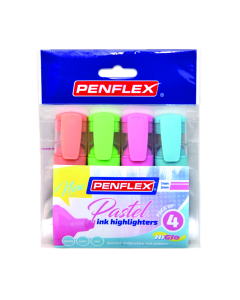 Penflex Highlighter Pastel Higlo Wallet of 4 Assorted Colours