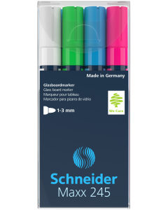 Schneider Maxx 245 Glassboard Marker Wallet Of 4