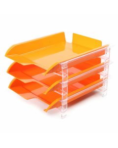 Bantex Vision Letter Tray with 3 Sliding Trays Orange