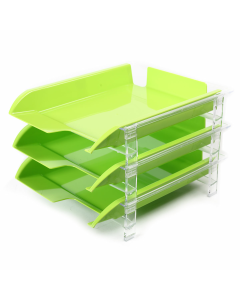 Bantex Vision Letter Tray with 3 Sliding Trays Lime Green