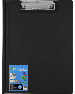 Butterfly A4 PVC Clipboard With Cover Black