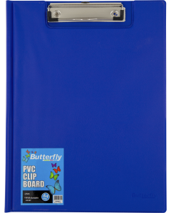 Butterfly A4 PVC Clipboard With Cover Blue