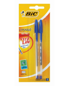 BIC Crystal Xtra Life Ballpoint Pens Blue Pack Of 2