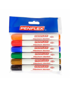 Penflex Flipchart Markers Wallet Of 6 Assorted Colours