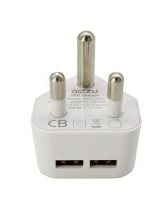 Gizzu 2 X USB 3-Prong Wall Charger White