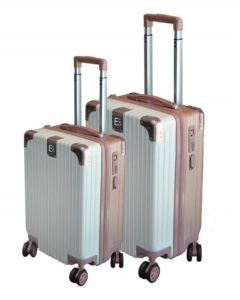 Eco Berlin Luggage 2 Piece ABS Set Cream & Pink