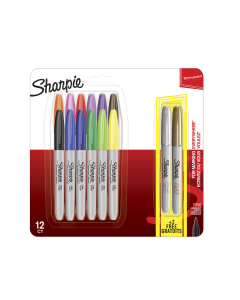 SHARPIE Permanent Marker Assorted Pack Of 12 Plus 2 Free Metallic Markers
