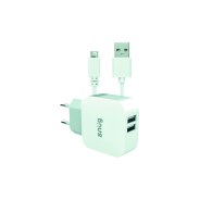 Snug 2 Port 3.4A Charger + Micro USB Cable - White