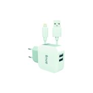 Snug 2 Port 3.4A Charger + MFI Cable - White