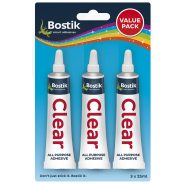 Bostik Clear Adhesive 3x25ml Value Pack