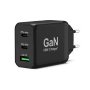 Port USB-C and USB-A 65W GaN Notebook Charger Black