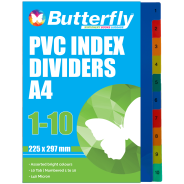 Butterfly A4 File Dividers PVC 140 Micron Numbered 1-10