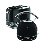 Swan Black Retro Twin Pack Kettle And Toaster STP01B