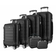 Eco Milan Luggage 6 Piece Suitcase Spinner Set Black