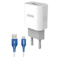 LOOPD 1 Port 2.1A Wall Charger With Type C Cable White