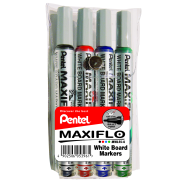 Pentel Maxiflo Whiteboard Markers 4MM Nib - Wallet of 4 MWL5S4