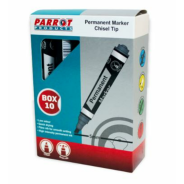 Parrot Chisel Tip Permanent Markers Black 10 pc