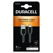 Duracell Lightning & Charger Cable 1m Black