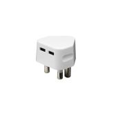 Ellies WHIUC2A2W USB Dual 3pin Plug White