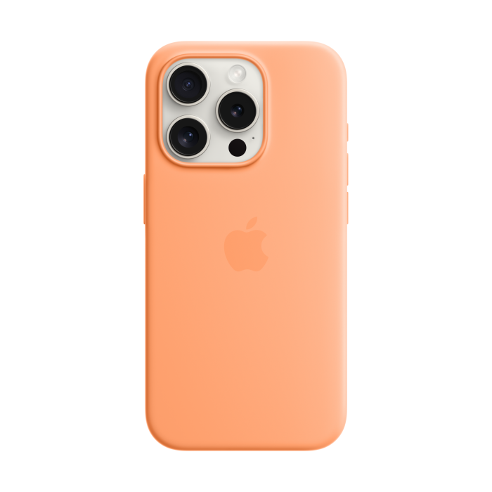Apple iPhone 15 Pro Silicone Case with MagSafe Orange Sorbet ...