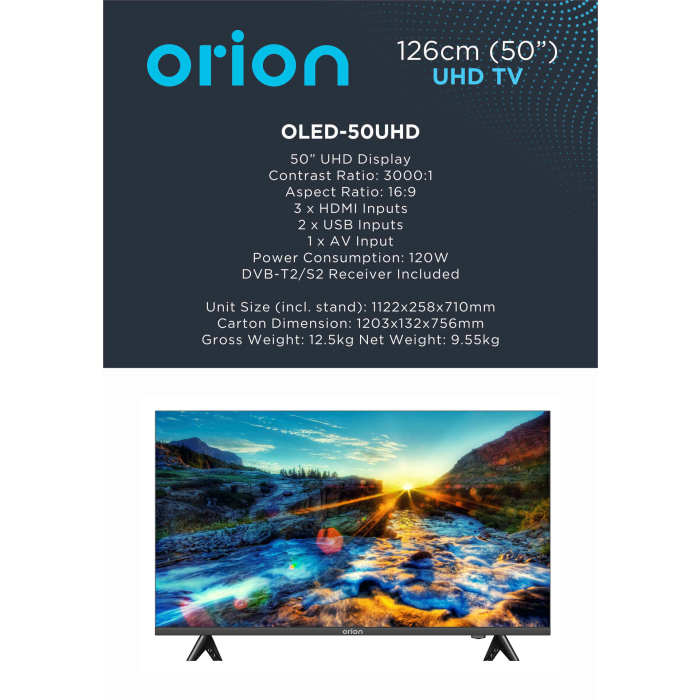 Orion 50-Inch UHD LED TV-OLED50UHD - Incredible Connection