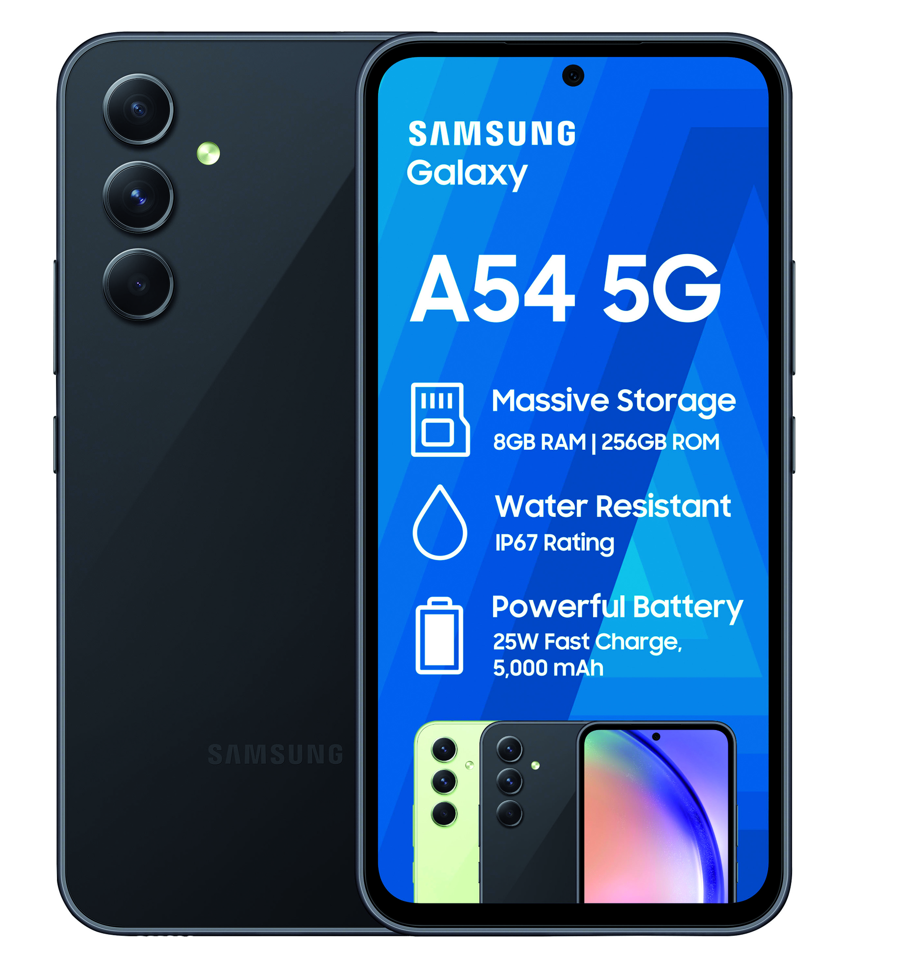 SAMSUNG Galaxy A54 5G + 4G LTE (256GB + 8GB) Unlocked Worldwide Dual Sim  6.4 120Hz 50MP Triple Cam - (Green) 